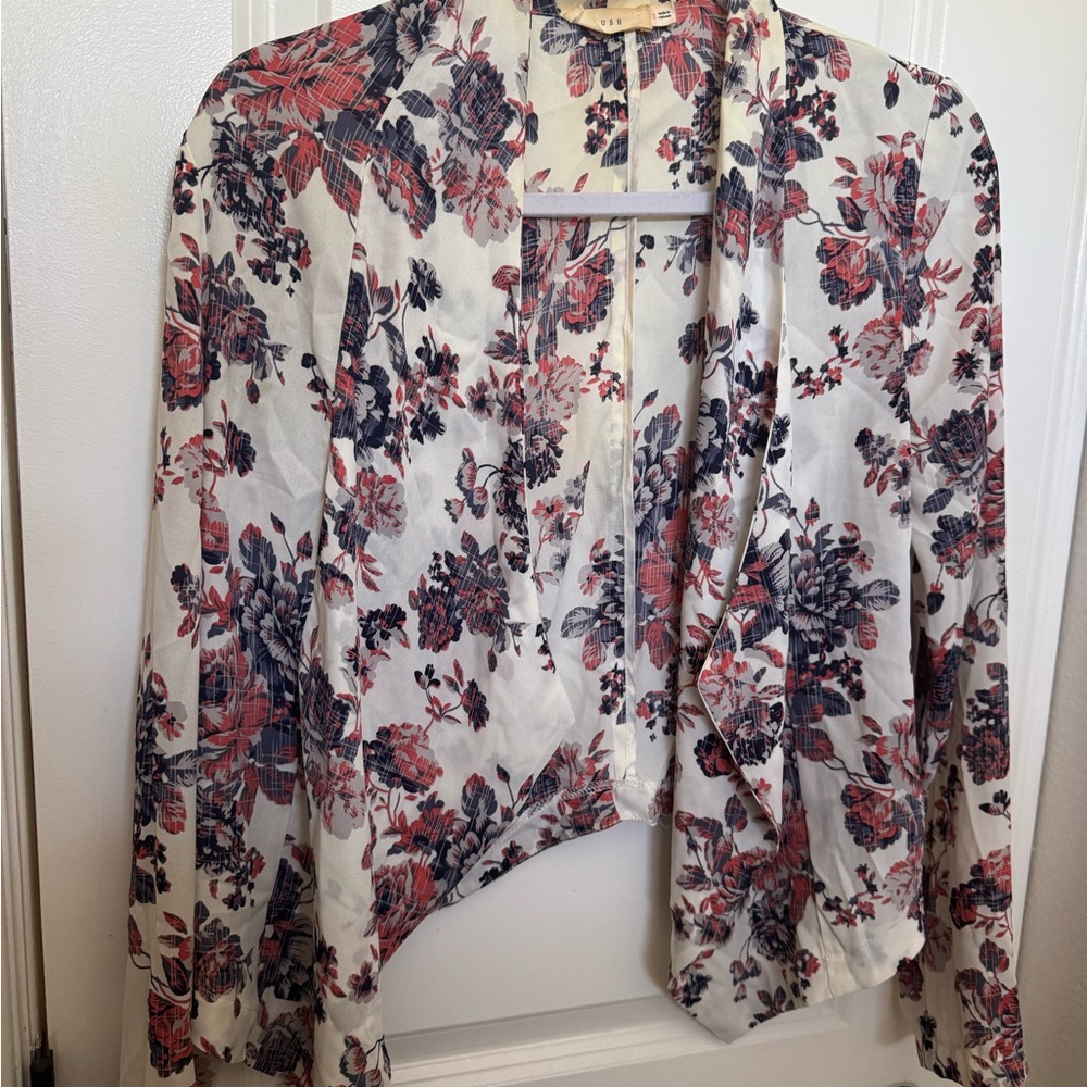 Lush Floral Blazer - Red and Blue
